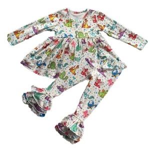 Dragon 🐉 Dinosaur 🦖 🦕 Cute girl ruffles pants set